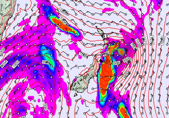 New Zealand forecast chart for Sunday, April 12th, 2026 at 12:00 PM