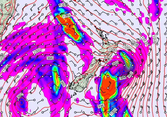 New Zealand forecast chart for Sunday, April 12th, 2026 at 6:00 PM