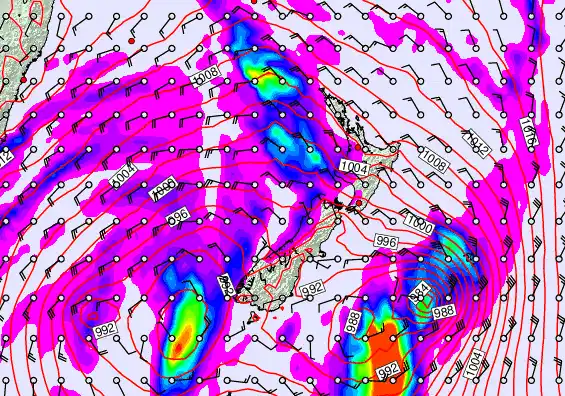 New Zealand forecast chart for Monday, April 13th, 2026 at 12:00 AM