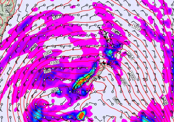 New Zealand forecast chart for Monday, April 13th, 2026 at 12:00 PM