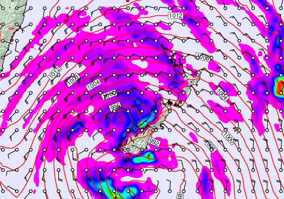 New Zealand forecast chart for Tuesday, April 14th, 2026 at 12:00 AM