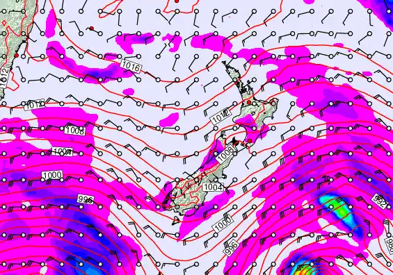 New Zealand forecast chart for Thursday, April 16th, 2026 at 6:00 AM
