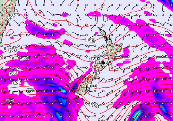 New Zealand forecast chart for Thursday, April 16th, 2026 at 12:00 PM