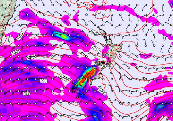 New Zealand forecast chart for Friday, April 17th, 2026 at 12:00 AM