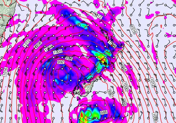 New Zealand forecast chart for Saturday, April 18th, 2026 at 12:00 AM
