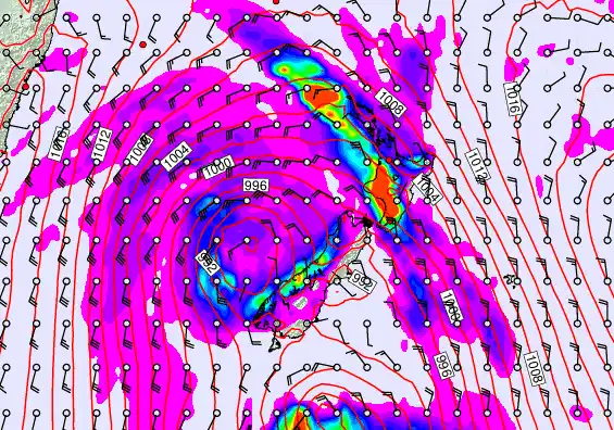 New Zealand forecast chart for Saturday, April 18th, 2026 at 6:00 AM