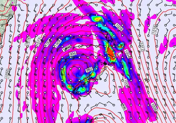 New Zealand forecast chart for Saturday, April 18th, 2026 at 12:00 PM