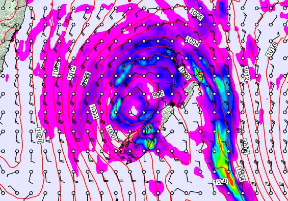 New Zealand forecast chart for Sunday, April 19th, 2026 at 12:00 AM