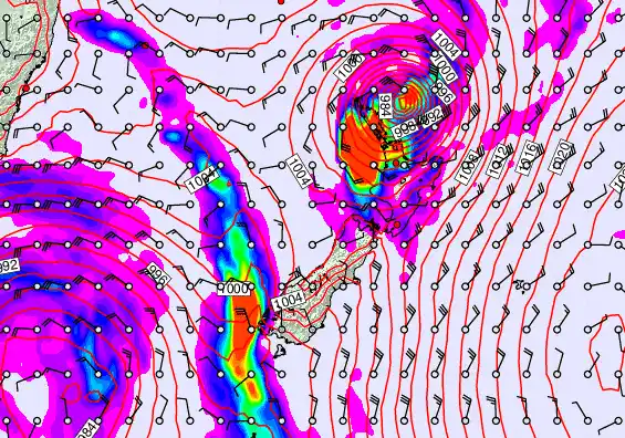 New Zealand forecast chart for Saturday, April 11th, 2026 at 6:00 PM