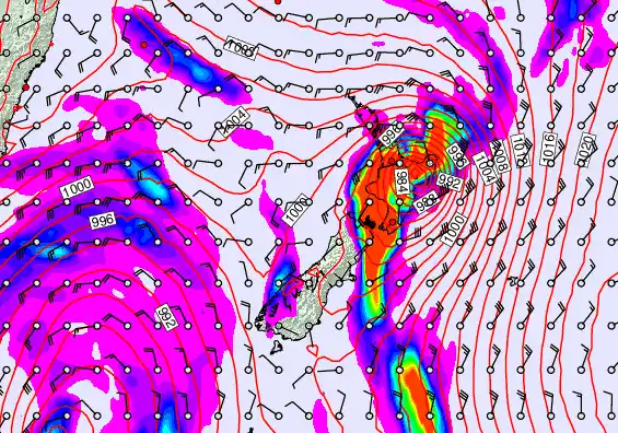 New Zealand forecast chart for Sunday, April 12th, 2026 at 6:00 AM