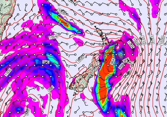 New Zealand forecast chart for Sunday, April 12th, 2026 at 12:00 PM