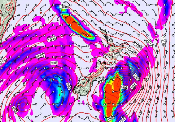 New Zealand forecast chart for Sunday, April 12th, 2026 at 6:00 PM