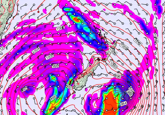 New Zealand forecast chart for Monday, April 13th, 2026 at 12:00 AM