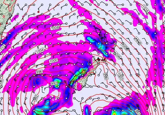 New Zealand forecast chart for Monday, April 13th, 2026 at 6:00 AM