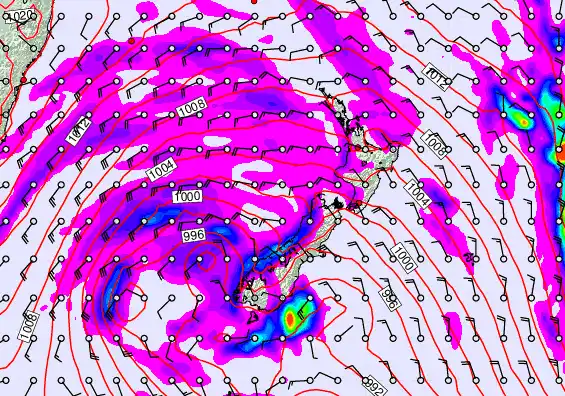 New Zealand forecast chart for Monday, April 13th, 2026 at 6:00 PM
