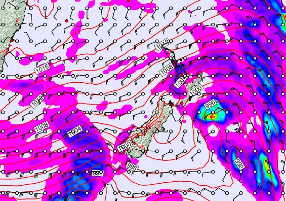 New Zealand forecast chart for Wednesday, April 15th, 2026 at 12:00 AM