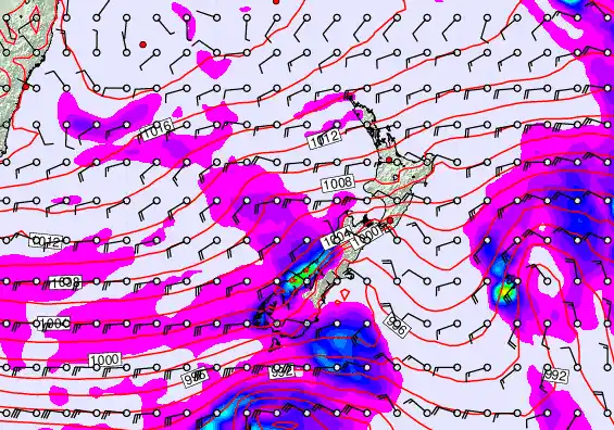 New Zealand forecast chart for Wednesday, April 15th, 2026 at 12:00 PM