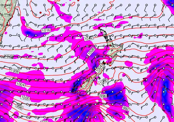 New Zealand forecast chart for Wednesday, April 15th, 2026 at 6:00 PM