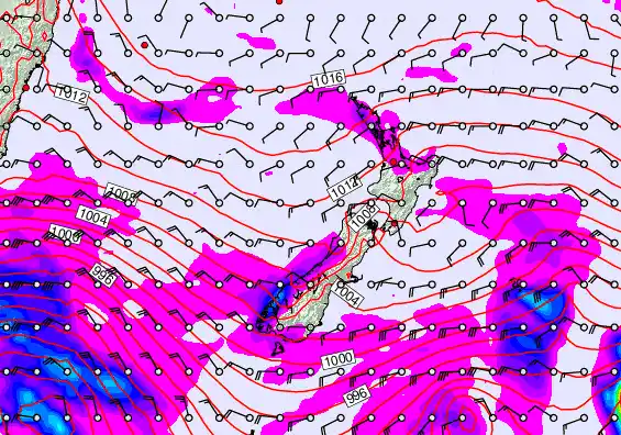 New Zealand forecast chart for Thursday, April 16th, 2026 at 6:00 AM