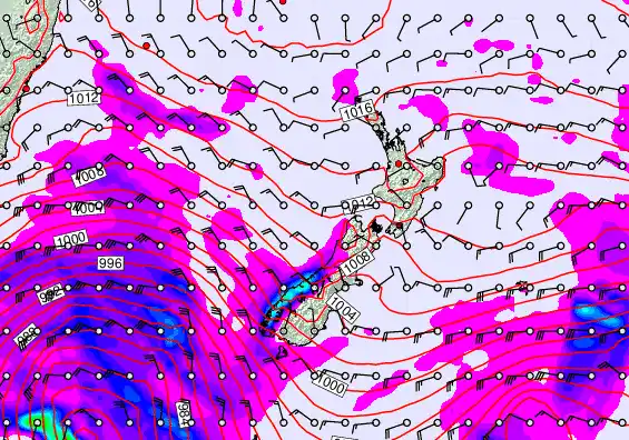 New Zealand forecast chart for Thursday, April 16th, 2026 at 12:00 PM