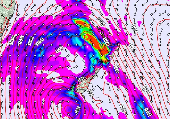 New Zealand forecast chart for Saturday, April 18th, 2026 at 12:00 AM