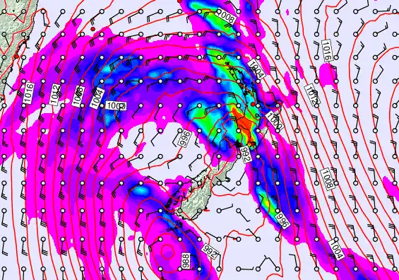 New Zealand forecast chart for Saturday, April 18th, 2026 at 6:00 AM
