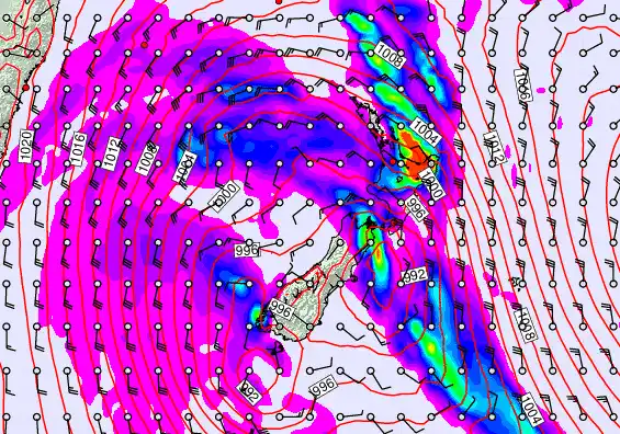 New Zealand forecast chart for Saturday, April 18th, 2026 at 12:00 PM