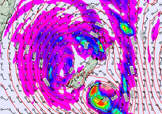 New Zealand forecast chart for Sunday, April 19th, 2026 at 12:00 AM
