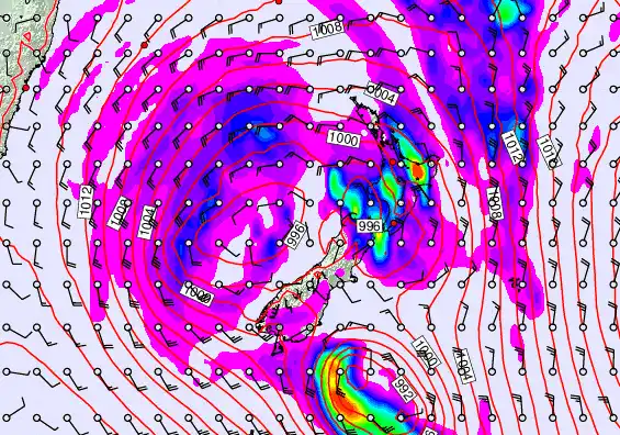 New Zealand forecast chart for Sunday, April 19th, 2026 at 6:00 AM
