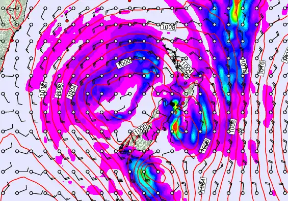 New Zealand forecast chart for Sunday, April 19th, 2026 at 12:00 PM