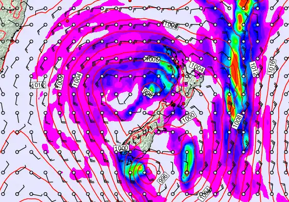 New Zealand forecast chart for Sunday, April 19th, 2026 at 6:00 PM