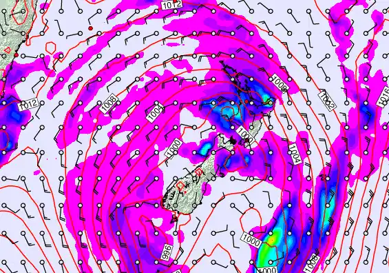 New Zealand forecast chart for Monday, April 20th, 2026 at 12:00 PM