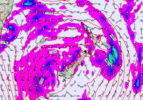 New Zealand forecast chart for Tuesday, April 21st, 2026 at 12:00 AM