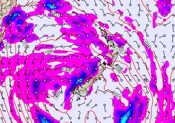 New Zealand forecast chart for Tuesday, April 21st, 2026 at 12:00 PM