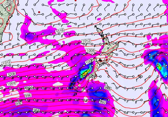 New Zealand forecast chart for Wednesday, April 15th, 2026 at 12:00 PM