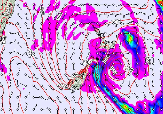 New Zealand forecast chart for Tuesday, April 21st, 2026 at 12:00 PM