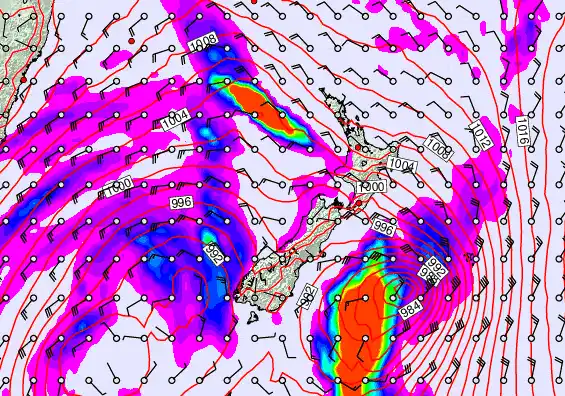 New Zealand forecast chart for Sunday, April 12th, 2026 at 6:00 PM