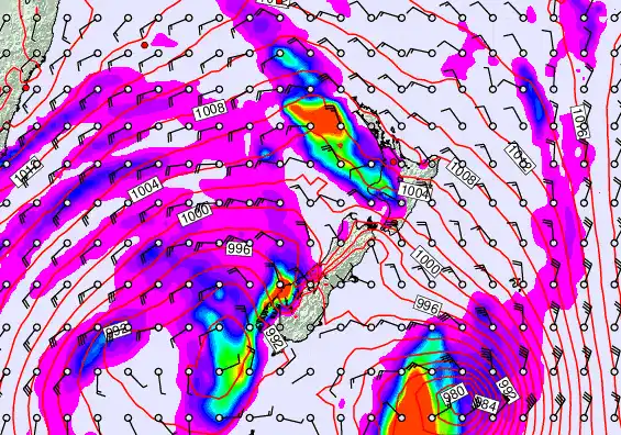 New Zealand forecast chart for Monday, April 13th, 2026 at 12:00 AM