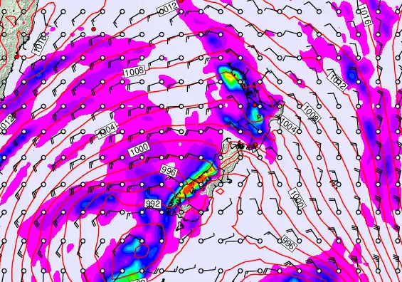 New Zealand forecast chart for Monday, April 13th, 2026 at 6:00 AM