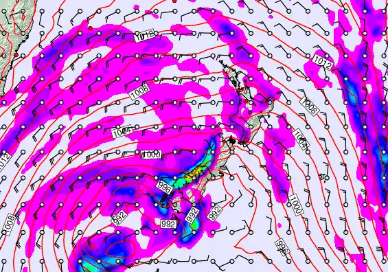 New Zealand forecast chart for Monday, April 13th, 2026 at 12:00 PM