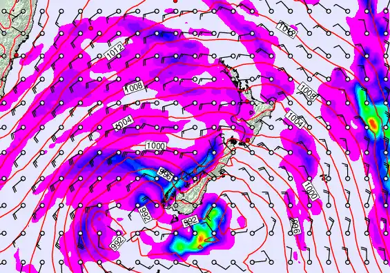 New Zealand forecast chart for Monday, April 13th, 2026 at 6:00 PM