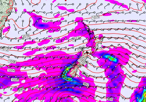 New Zealand forecast chart for Thursday, April 16th, 2026 at 12:00 AM