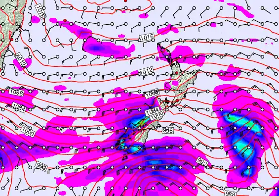 New Zealand forecast chart for Thursday, April 16th, 2026 at 6:00 AM
