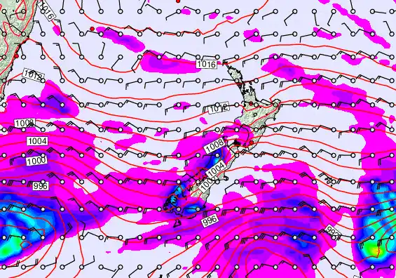 New Zealand forecast chart for Thursday, April 16th, 2026 at 12:00 PM