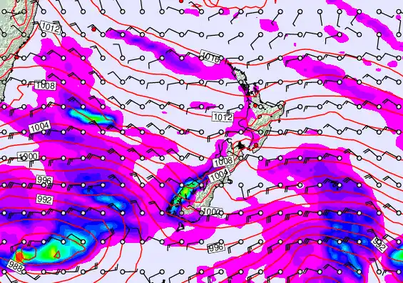 New Zealand forecast chart for Thursday, April 16th, 2026 at 6:00 PM