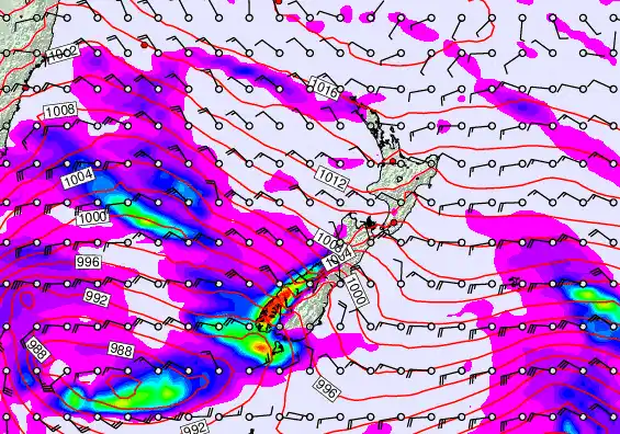 New Zealand forecast chart for Friday, April 17th, 2026 at 12:00 AM