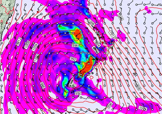 New Zealand forecast chart for Saturday, April 18th, 2026 at 12:00 AM