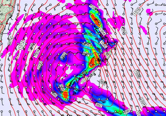 New Zealand forecast chart for Saturday, April 18th, 2026 at 6:00 AM
