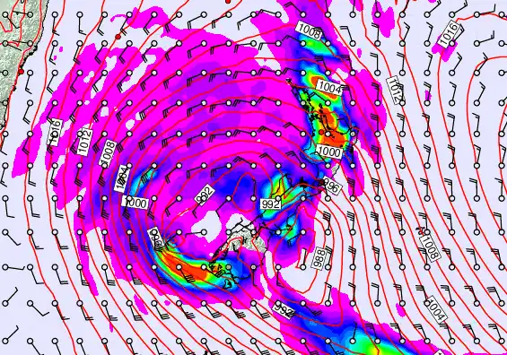 New Zealand forecast chart for Saturday, April 18th, 2026 at 12:00 PM