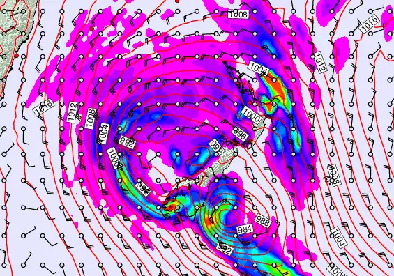 New Zealand forecast chart for Saturday, April 18th, 2026 at 6:00 PM